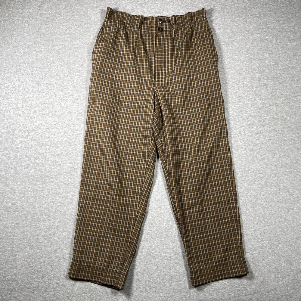 Madewell Pants Womens 6 Brown Plaid Cropped Tapered Pleated Lined Pockets